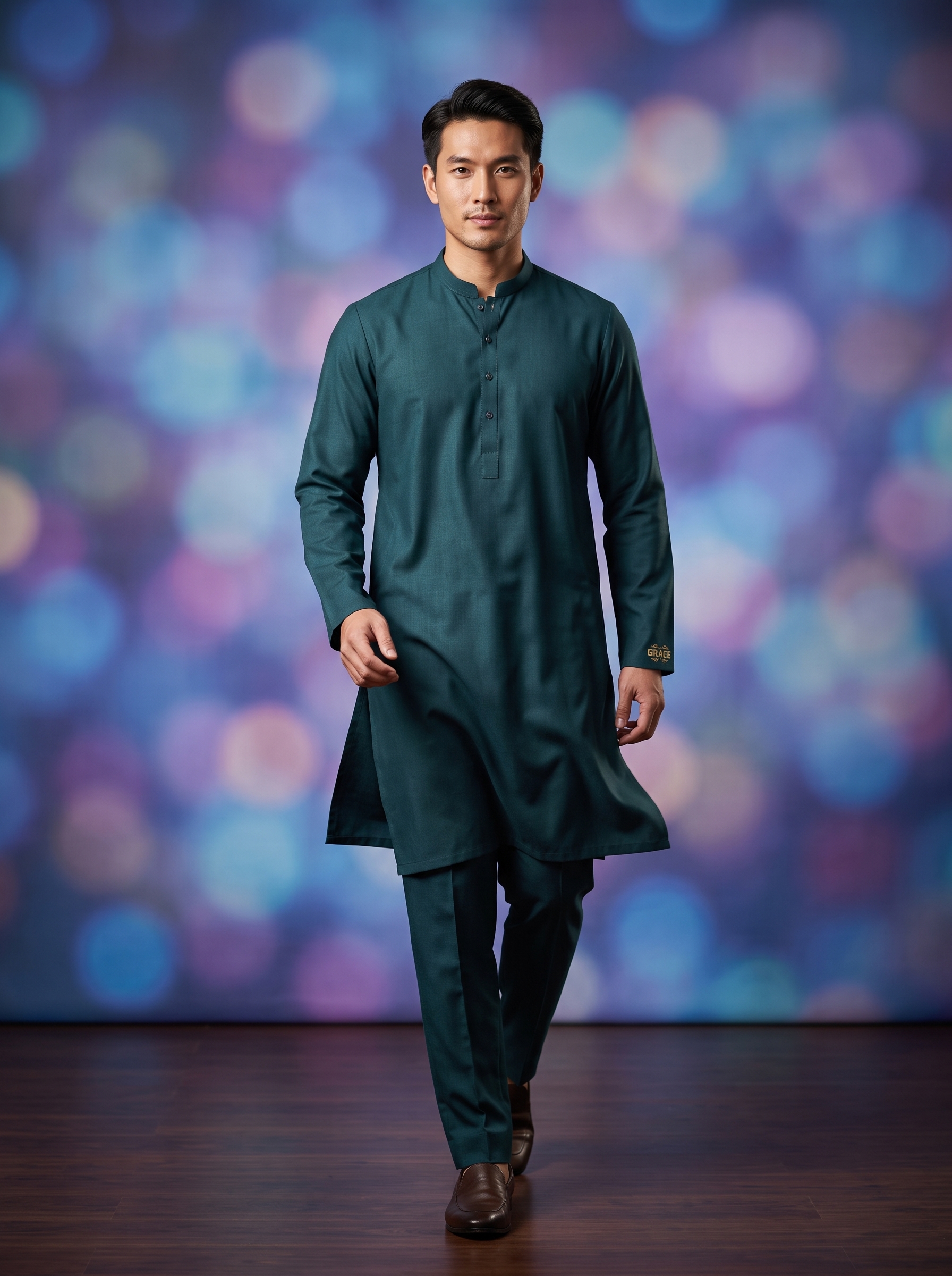 Premium Unstitched Suit Fabric for Men - Grace Fabrics Deep Teal