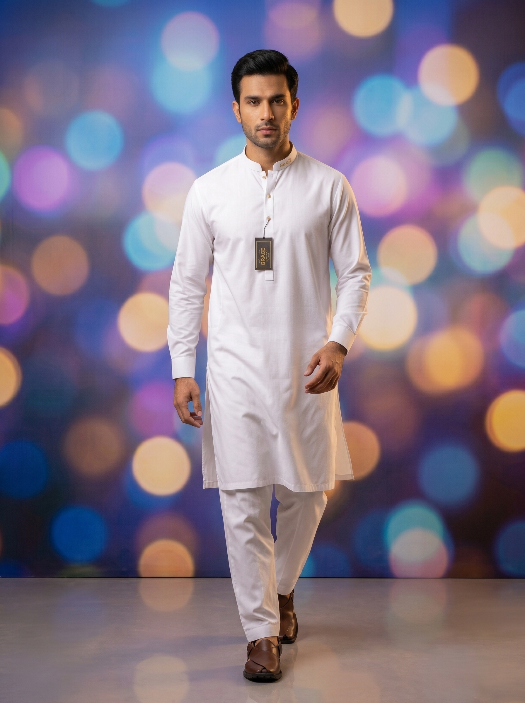 Premium Unstitched Fabric for Men - Grace Fabrics White