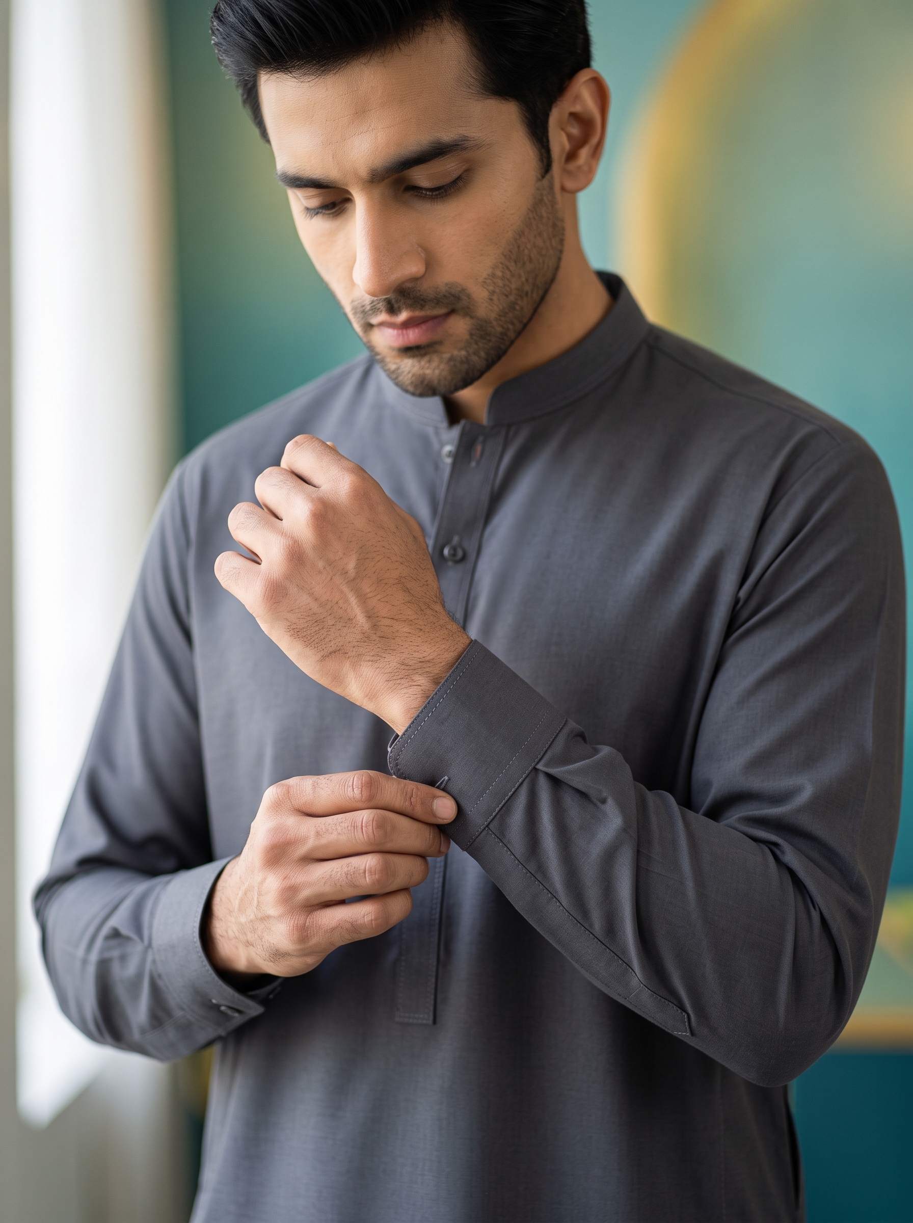 Premium Unstitched Fabric for Men - Grace Fabrics Charcoal Grey