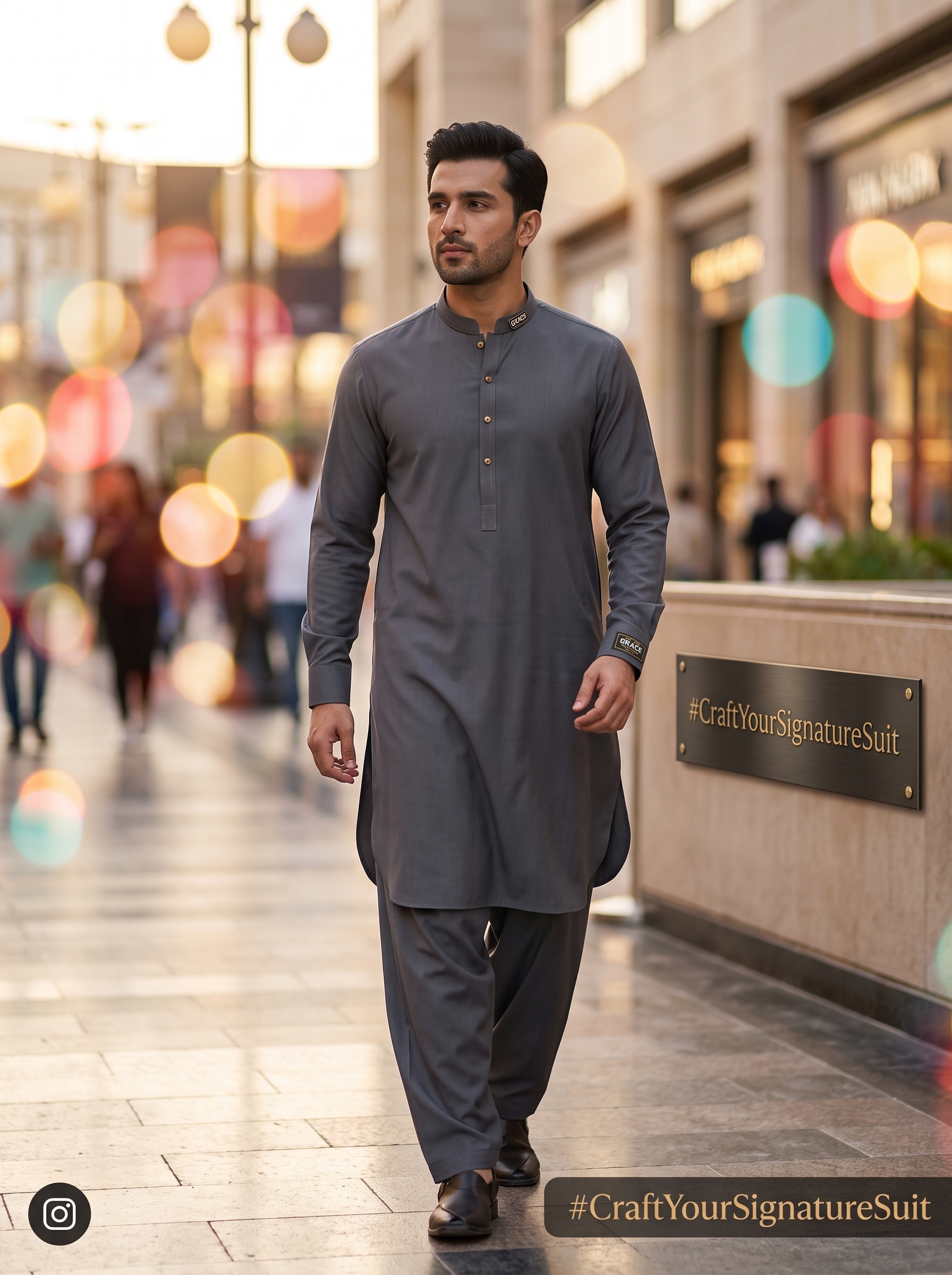 Premium Unstitched Fabric for Men - Grace Fabrics Charcoal Grey