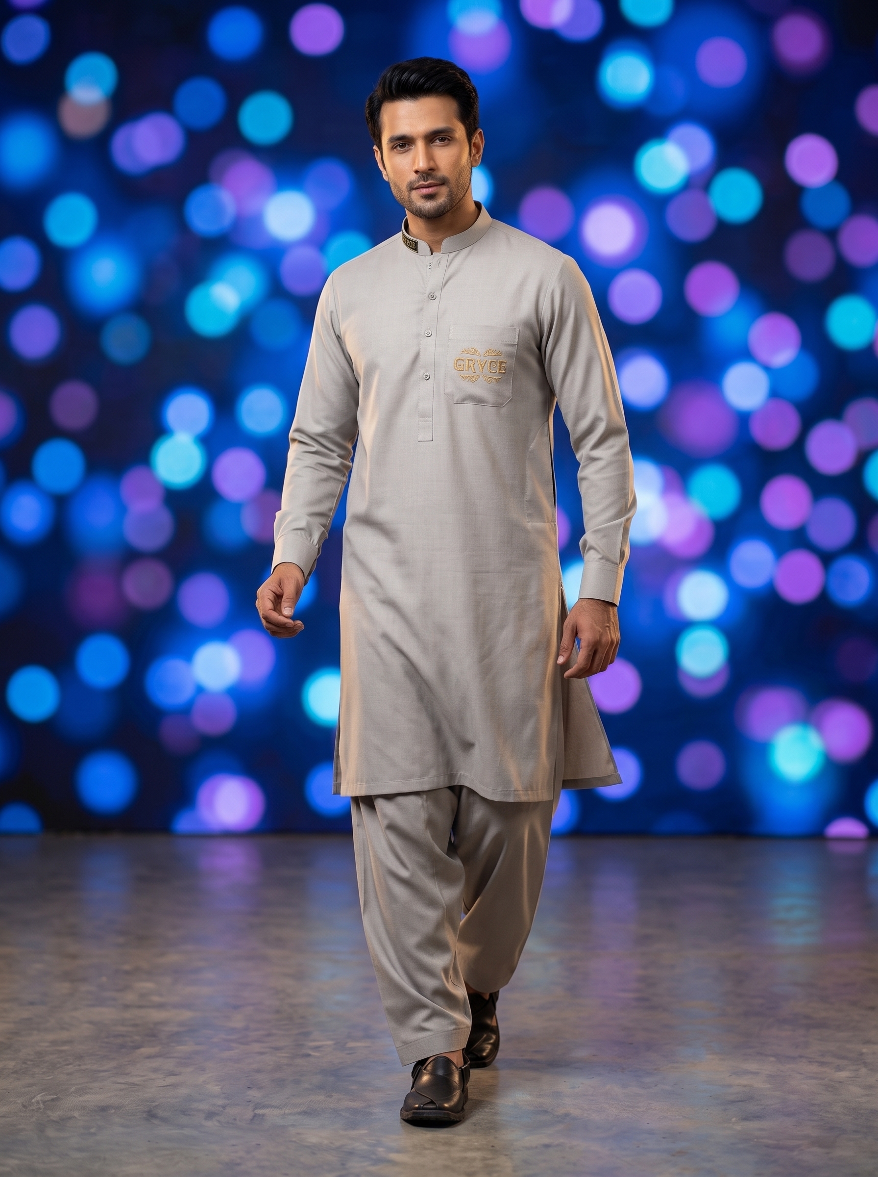 Premium Unstitched Fabric for Men - Grace Fabrics Silver Grey