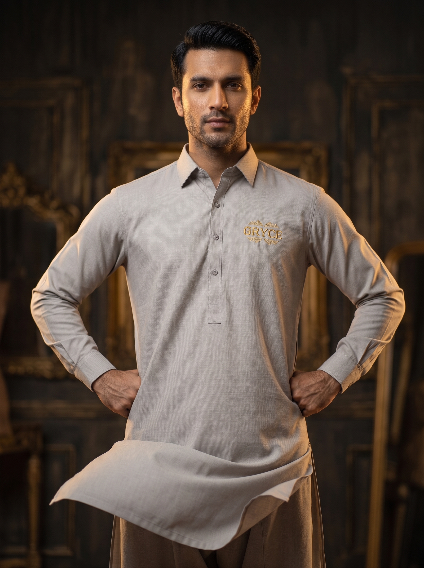 Premium Unstitched Fabric for Men - Grace Fabrics Silver Grey